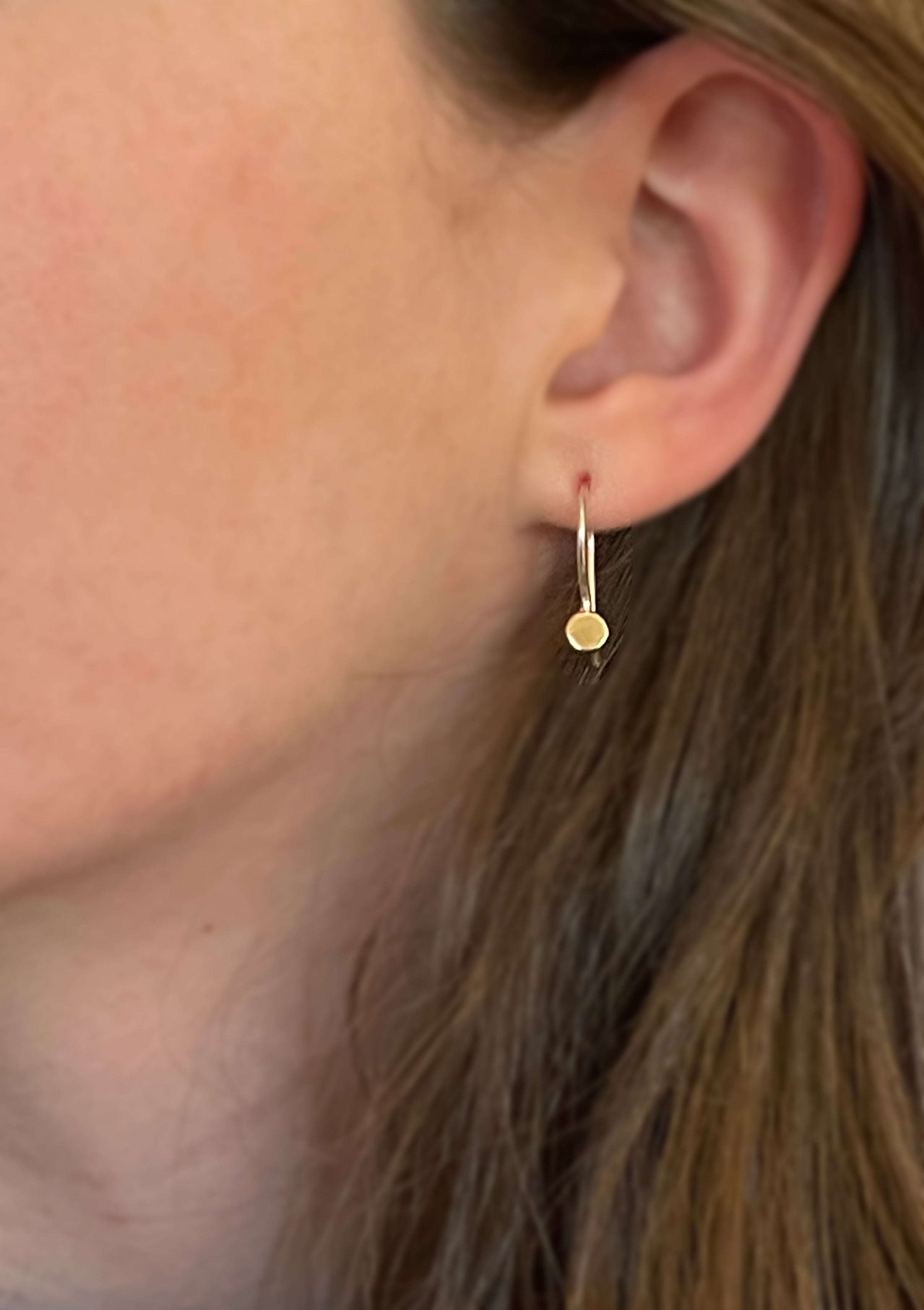 Solid Gold Circle Disc Earrings, Small Simple Gold Earrings, 14k Gold Earrings, Minimalist