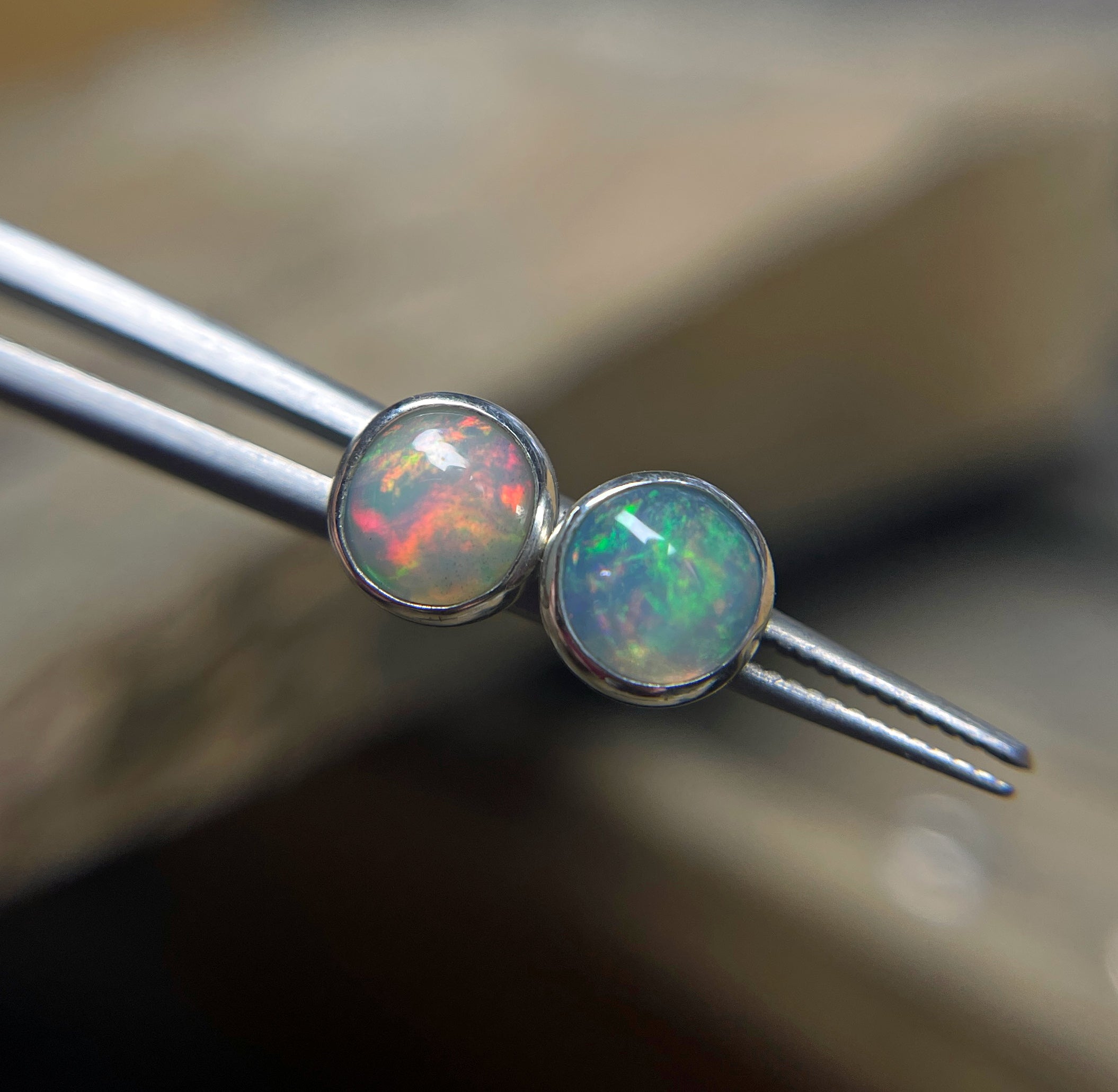 Opal Earrings Stud in Sterling Silver 6mm, Ethiopian Opal Earrings, Sterling Silver Studs, Gemstone Earrings, Small Gemstone Stud Earrings