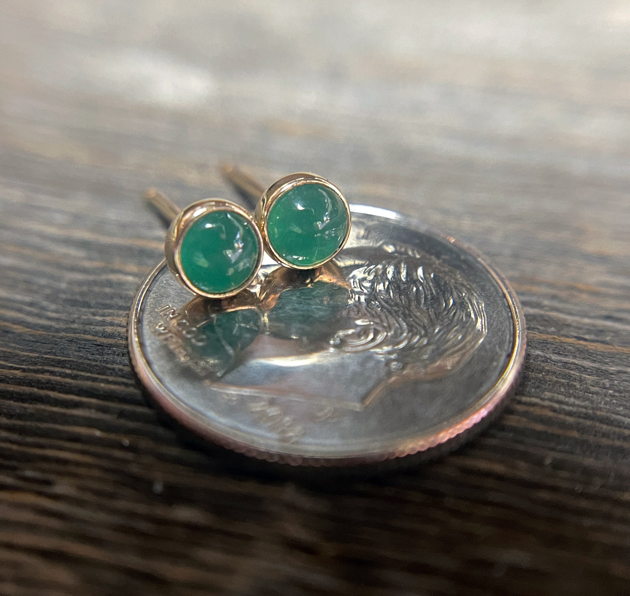 Emerald Earrings, Emerald Stud Earrings, 14k Gold, Solid Gold Studs, May Birthstone