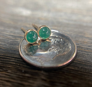 Emerald Earrings, Emerald Stud Earrings, 14k Gold, Solid Gold Studs, May Birthstone