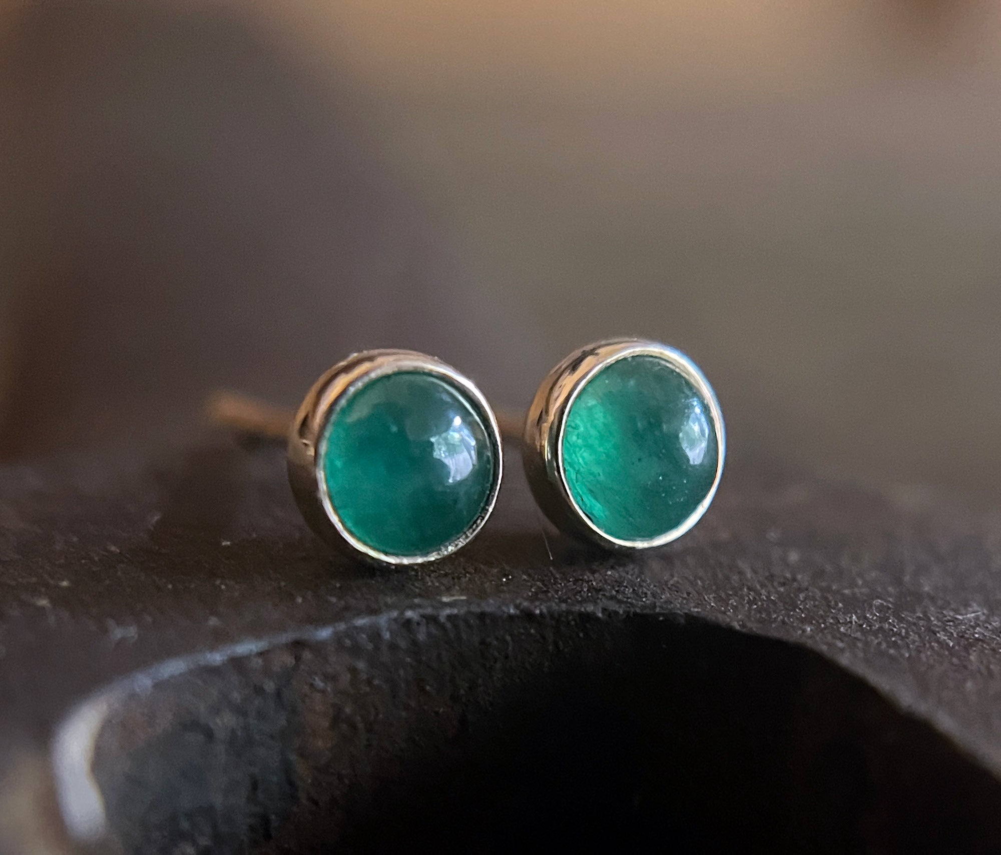 Emerald Earrings, Emerald Stud Earrings, 14k Gold, Solid Gold Studs, May Birthstone