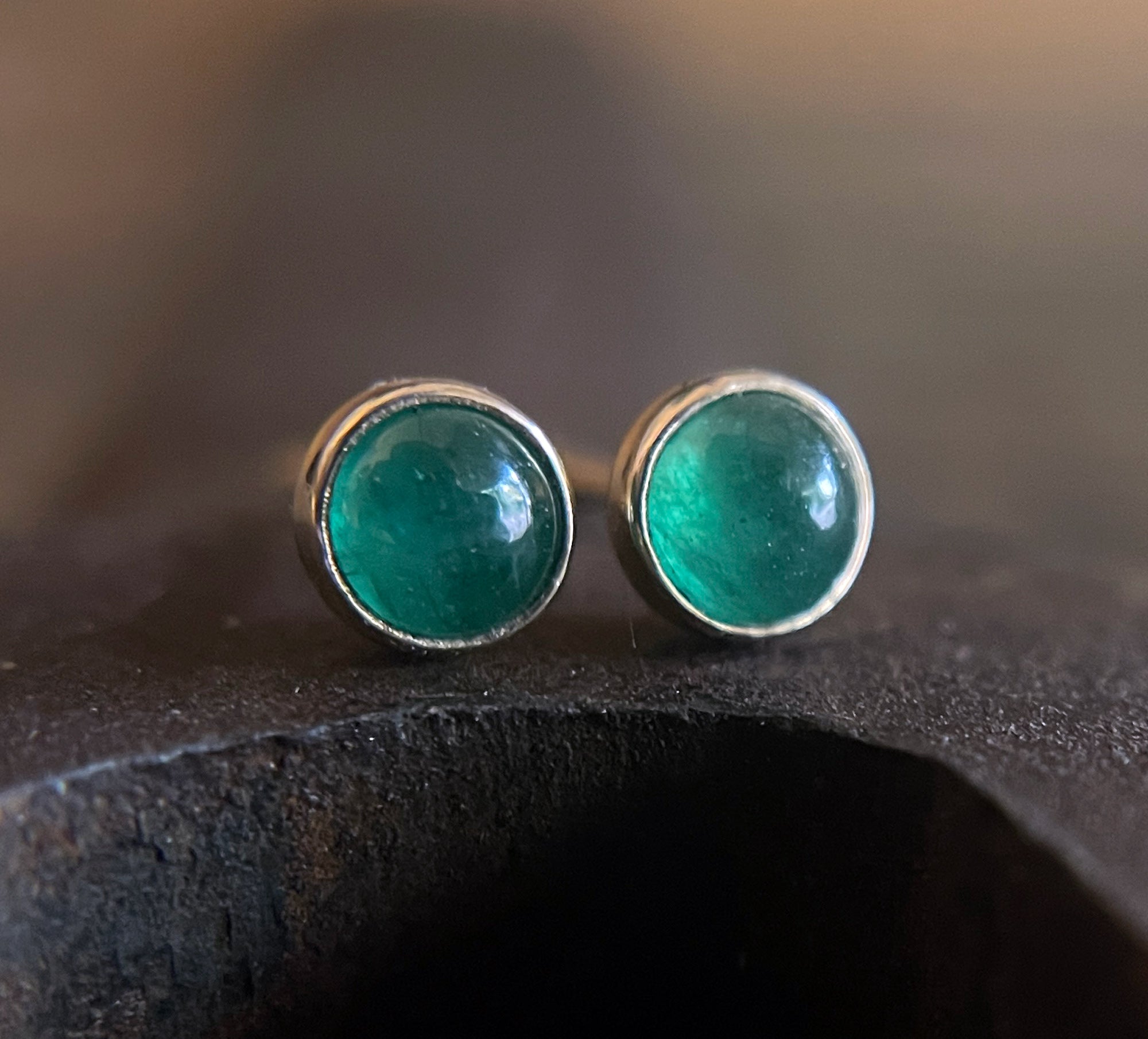 Emerald Earrings, Emerald Stud Earrings, 14k Gold, Solid Gold Studs, May Birthstone