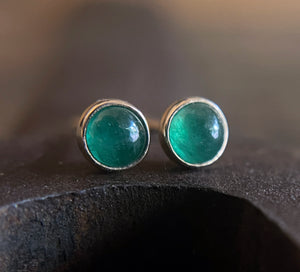 Emerald Earrings, Emerald Stud Earrings, 14k Gold, Solid Gold Studs, May Birthstone