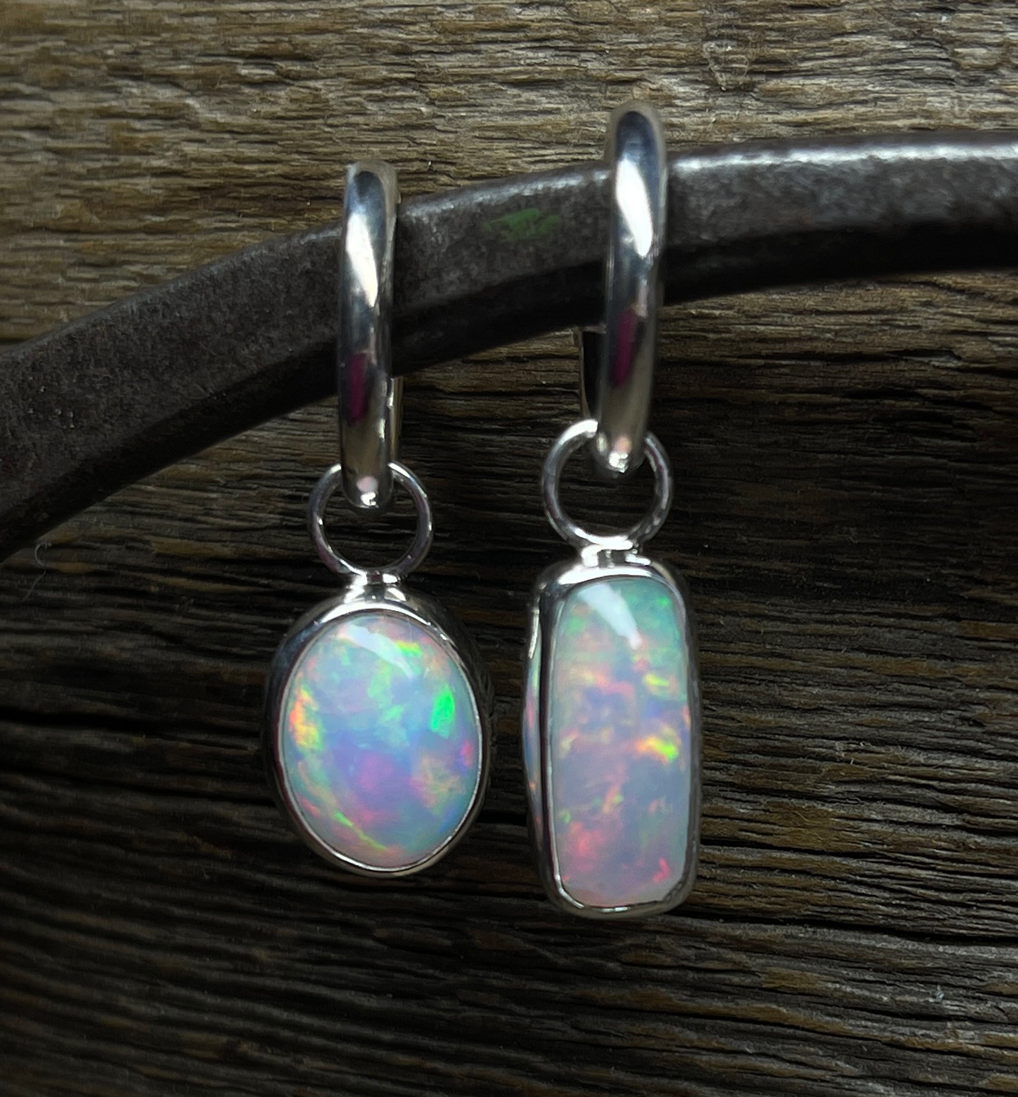 Opal Earrings, Mismatched Opal Earrings, Ethiopian Opal Dangle Earrings, Sterling Silver, Natural Opal Gemstone Earrings, Handmade Gift