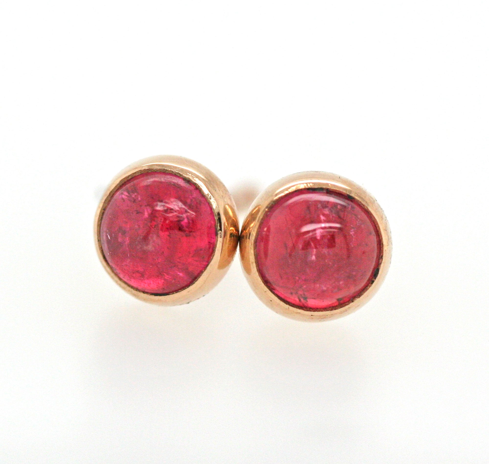 Pink Tourmaline Earrings, Solid 14k Gold Earrings, Pink Tourmaline Gold Bezel Stud Earrings, Minimalist Earrings, Gemstone Stud Earrings