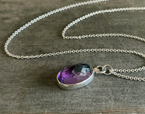 Amethyst Necklace, Amethyst Pendant on Sterling Silver Chain, Gemstone Necklace, February Birthstone, Handmade Mother's Day Gifts
