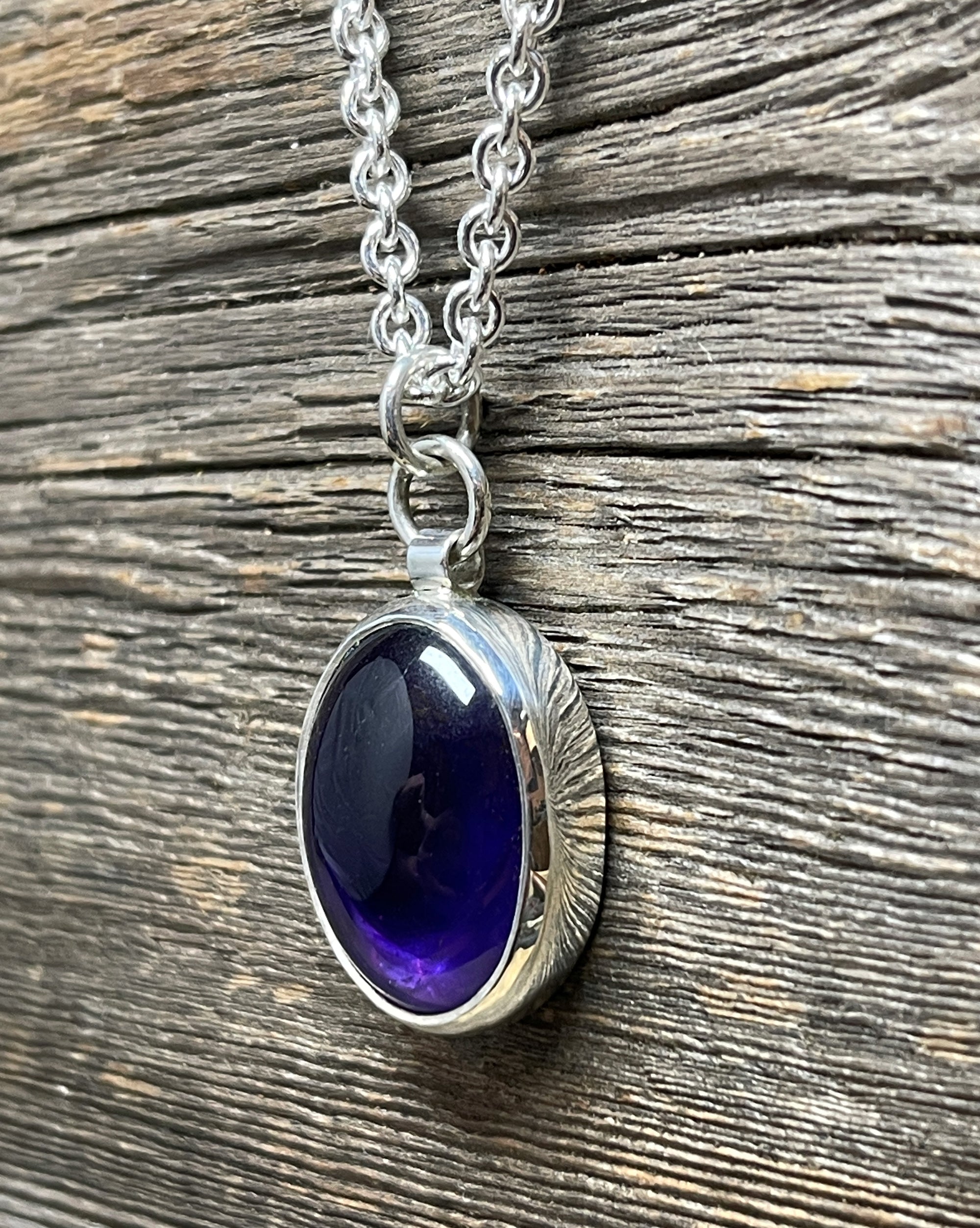 Amethyst Necklace in Sterling Silver, Amethyst Layering Necklace, Large Amethyst, Amethyst Pendant, February Birthstone, Gift for Her