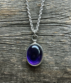 Amethyst Necklace in Sterling Silver, Amethyst Layering Necklace, Large Amethyst, Amethyst Pendant, February Birthstone, Gift for Her