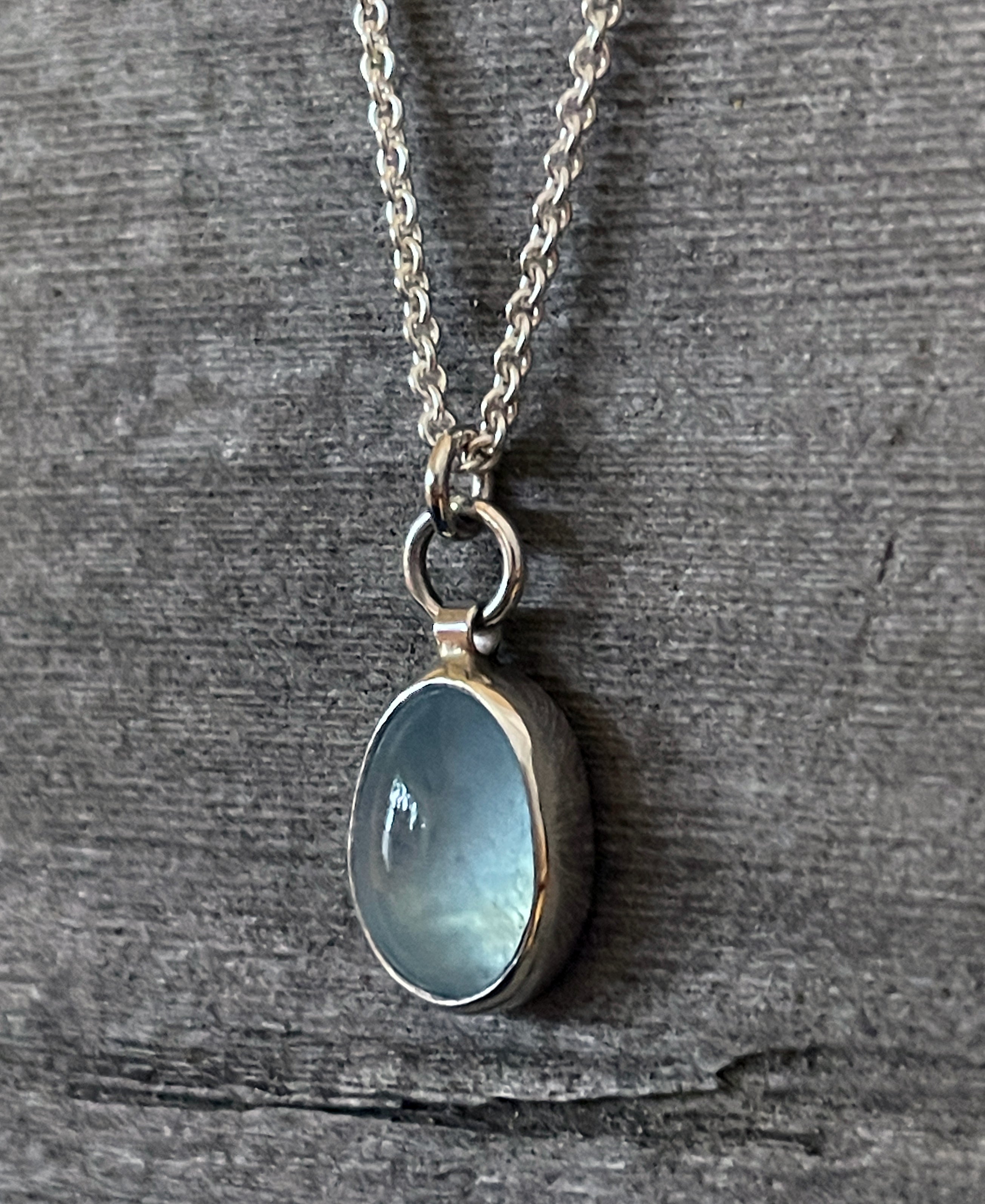 Aquamarine Necklace in Sterling Silver, Oval Aquamarine Pendant, Blue Gemstone Necklace, March Birthday