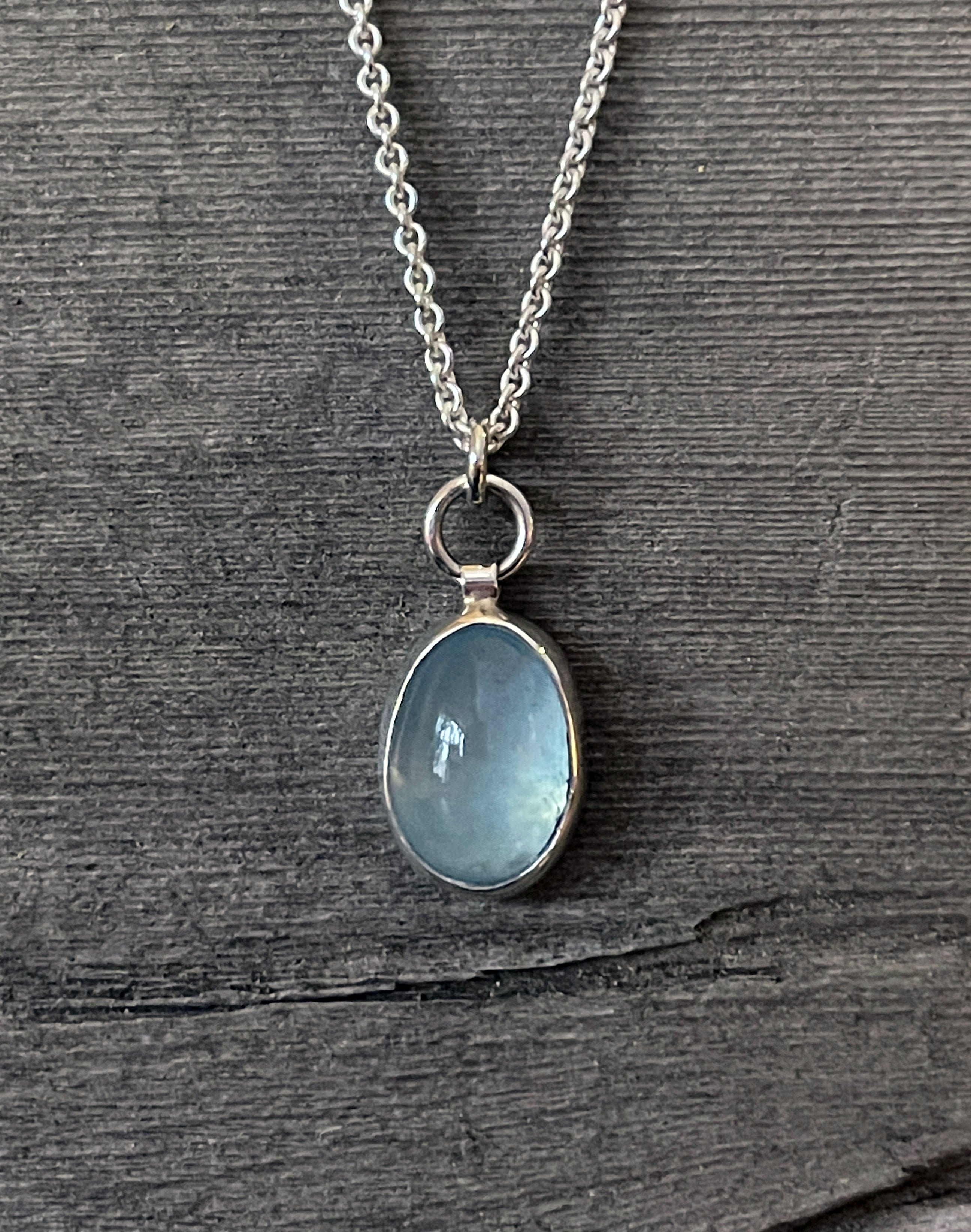 Aquamarine Necklace in Sterling Silver, Oval Aquamarine Pendant, Blue Gemstone Necklace, March Birthday