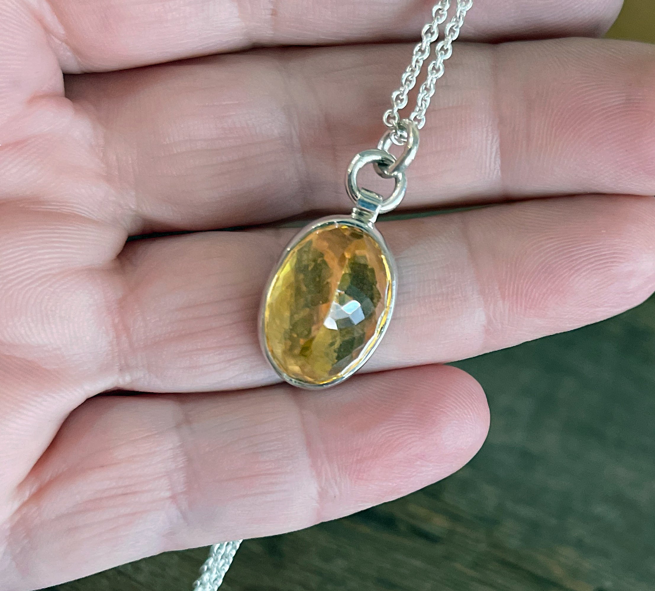 Citrine Necklace, Citrine Pendant on Sterling Silver Chain, Yellow Gemstone Necklace, November Birthstone, Handmade Gift for Her