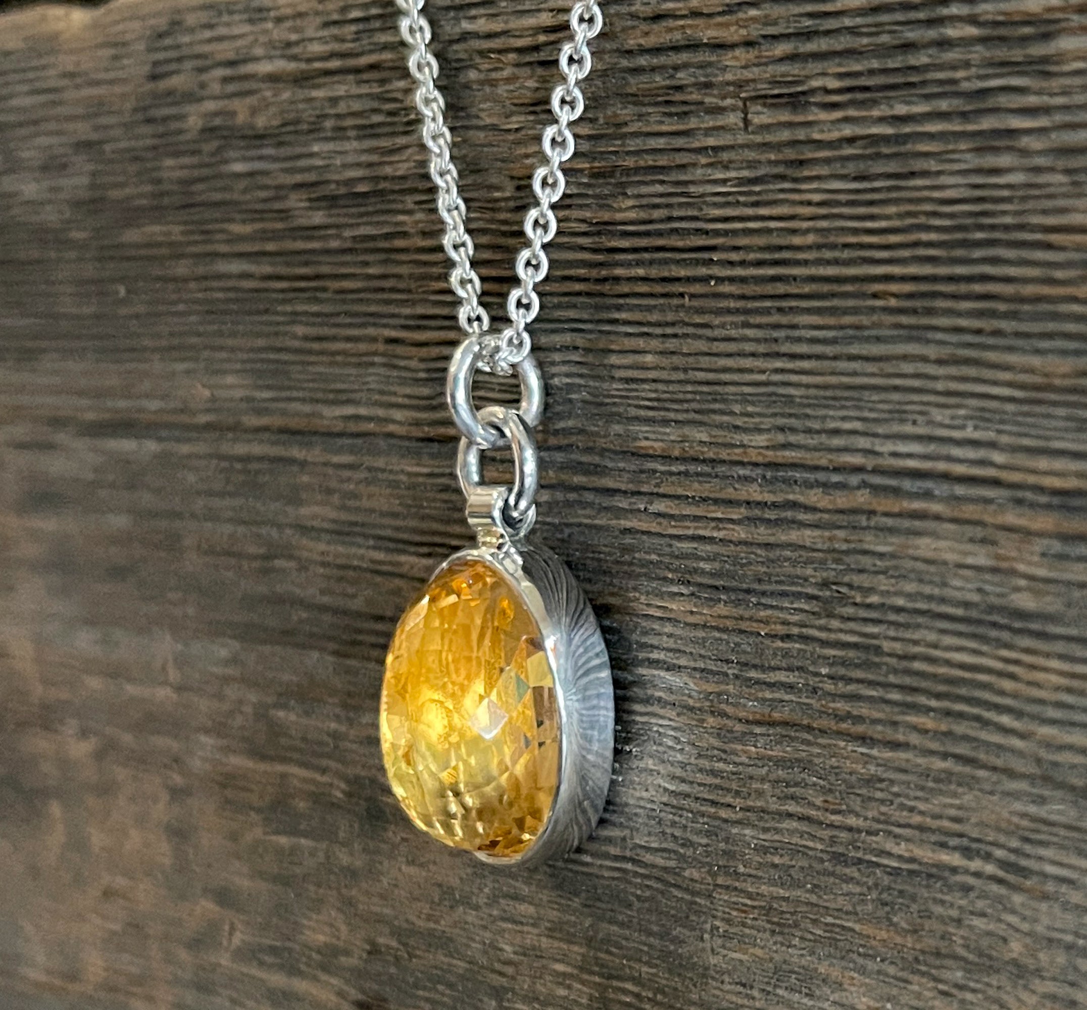 Citrine Necklace, Citrine Pendant on Sterling Silver Chain, Yellow Gemstone Necklace, November Birthstone, Handmade Gift for Her