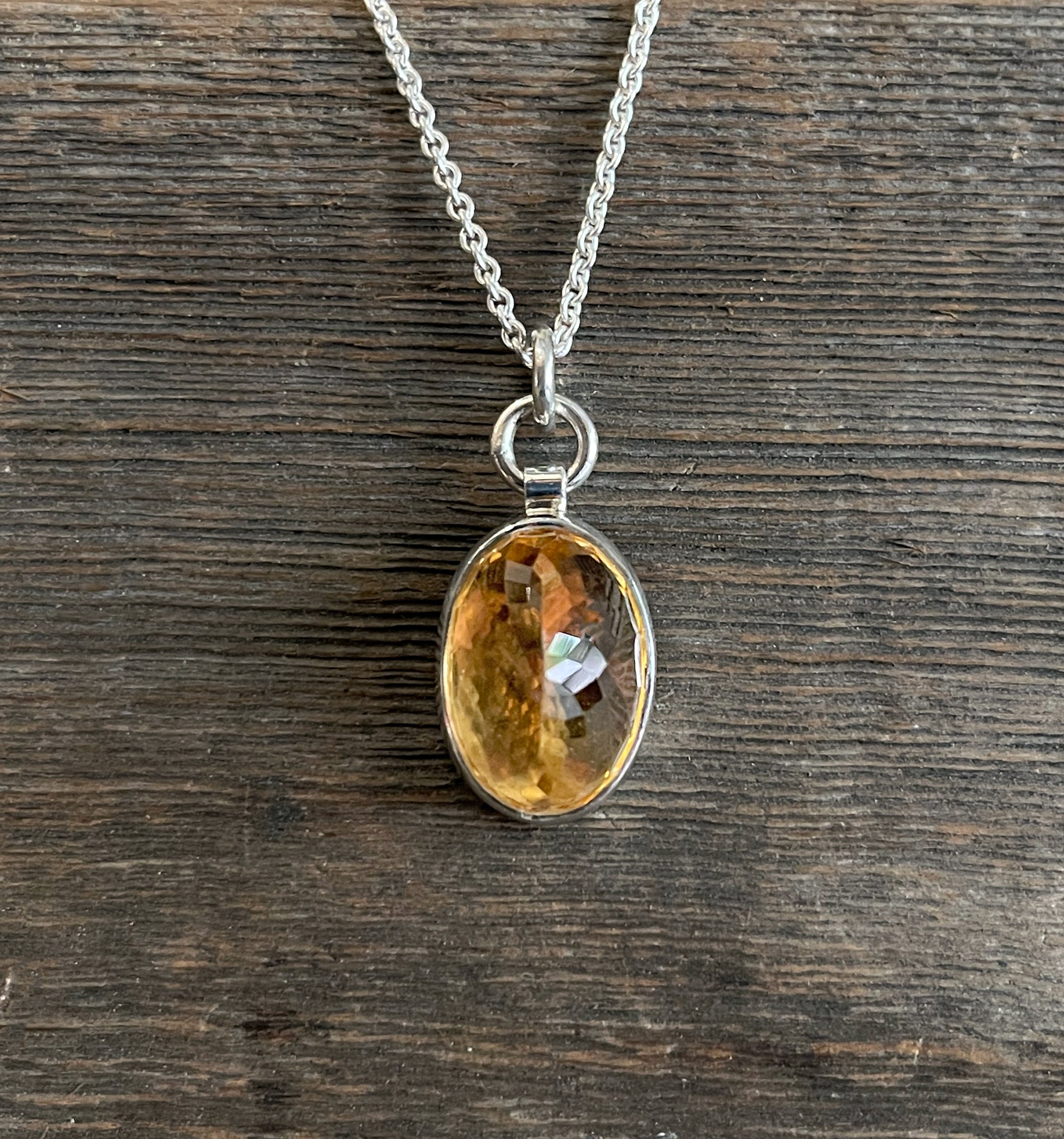 Citrine Necklace, Citrine Pendant on Sterling Silver Chain, Yellow Gemstone Necklace, November Birthstone, Handmade Gift for Her