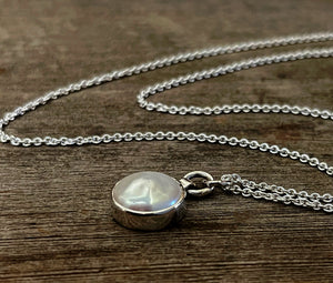 Pearl Pendant Sterling Silver, Coin Pearl Necklace, Layering Necklace, Handmade Necklace, Gift for Her, White Round Pearl Necklace