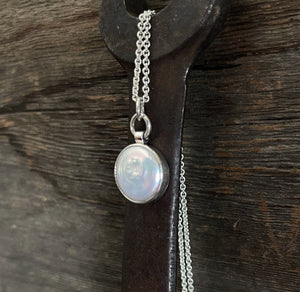 Pearl Pendant Sterling Silver, Coin Pearl Necklace, Layering Necklace, Handmade Necklace, Gift for Her, White Round Pearl Necklace