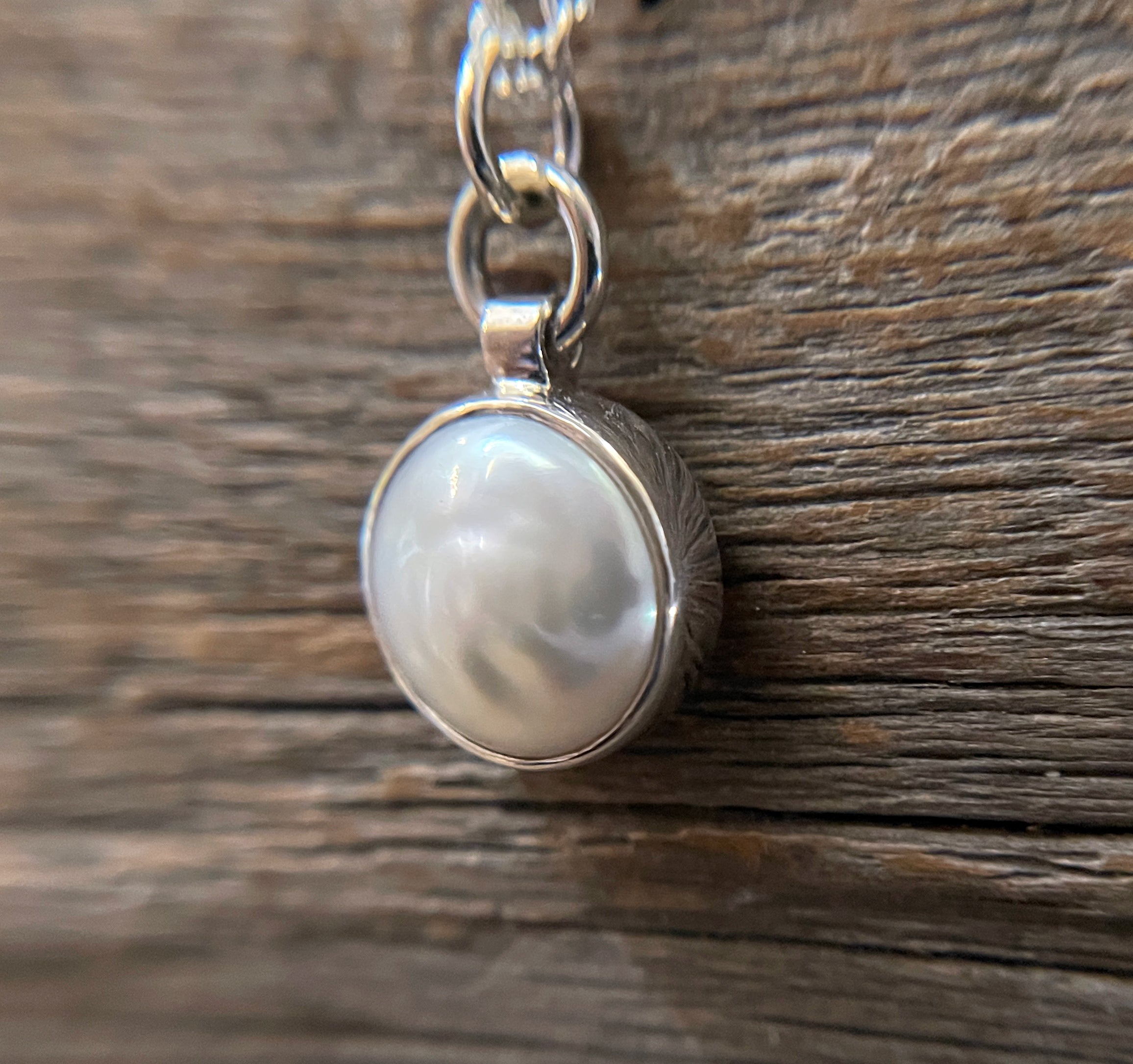Pearl Pendant Sterling Silver, Coin Pearl Necklace, Layering Necklace, Handmade Necklace, Gift for Her, White Round Pearl Necklace