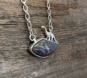 Dinosaur Bone Necklace with Vintage Dinosaur Charm, Sterling Silver One of a Kind Handmade Necklace, Statement Necklace, Gift for Her