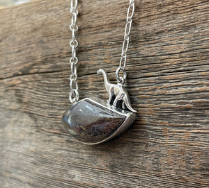Dinosaur Bone Necklace with Vintage Dinosaur Charm, Sterling Silver One of a Kind Handmade Necklace, Statement Necklace, Gift for Her