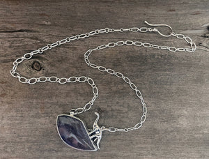 Dinosaur Bone Necklace with Vintage Dinosaur Charm, Sterling Silver One of a Kind Handmade Necklace, Statement Necklace, Gift for Her