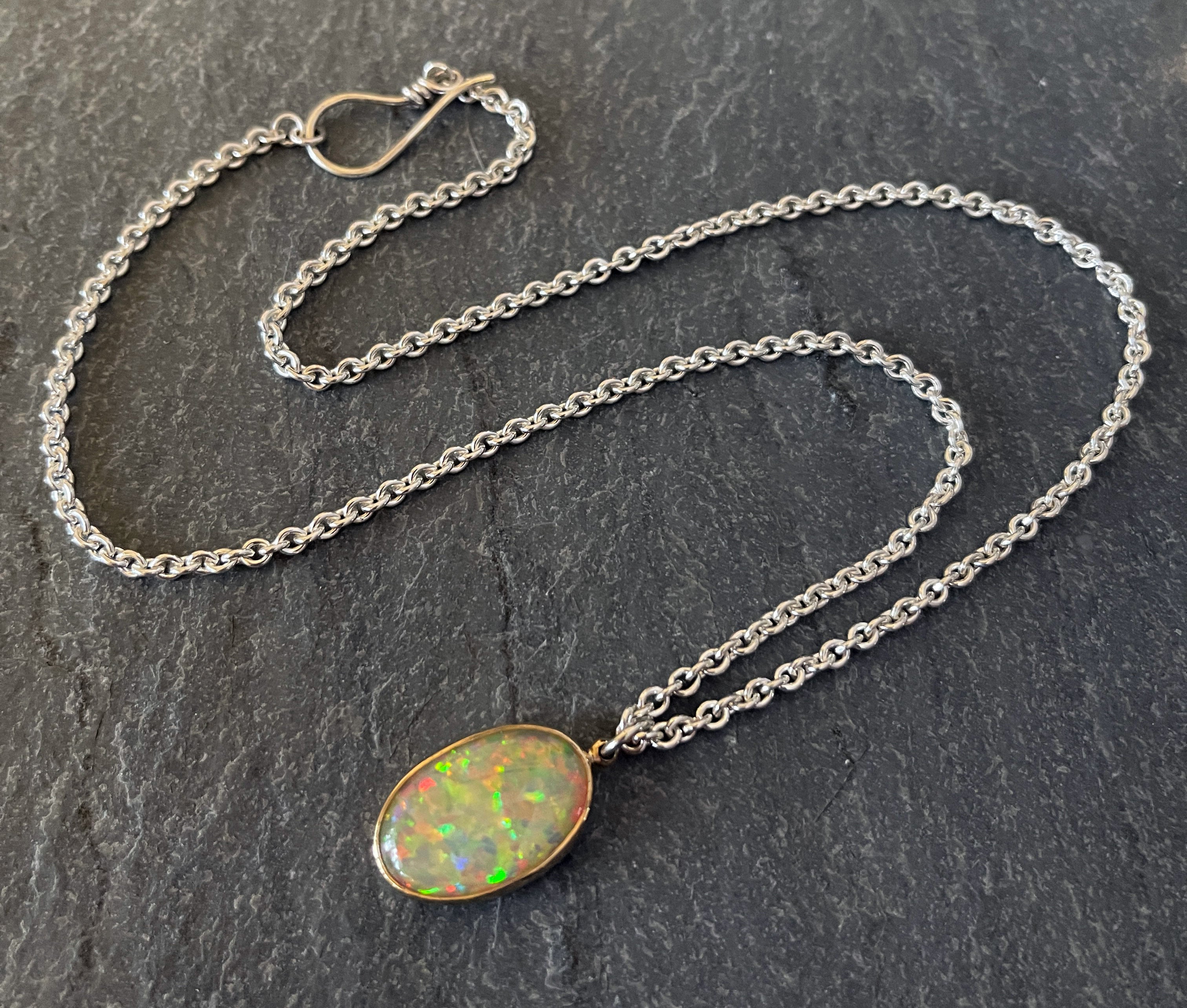Buy Premium Ethiopian Welo Opal Necklace 18 Inches in Platinum Over  Sterling Silver 21.25 ctw at ShopLC.