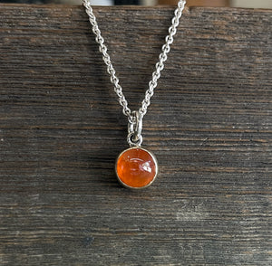 Orange Garnet Necklace in 14k Gold and Sterling Silver, Spessartine Garnet, Mandarin Garnet Gemstone Necklace, Handmade Gift for Her