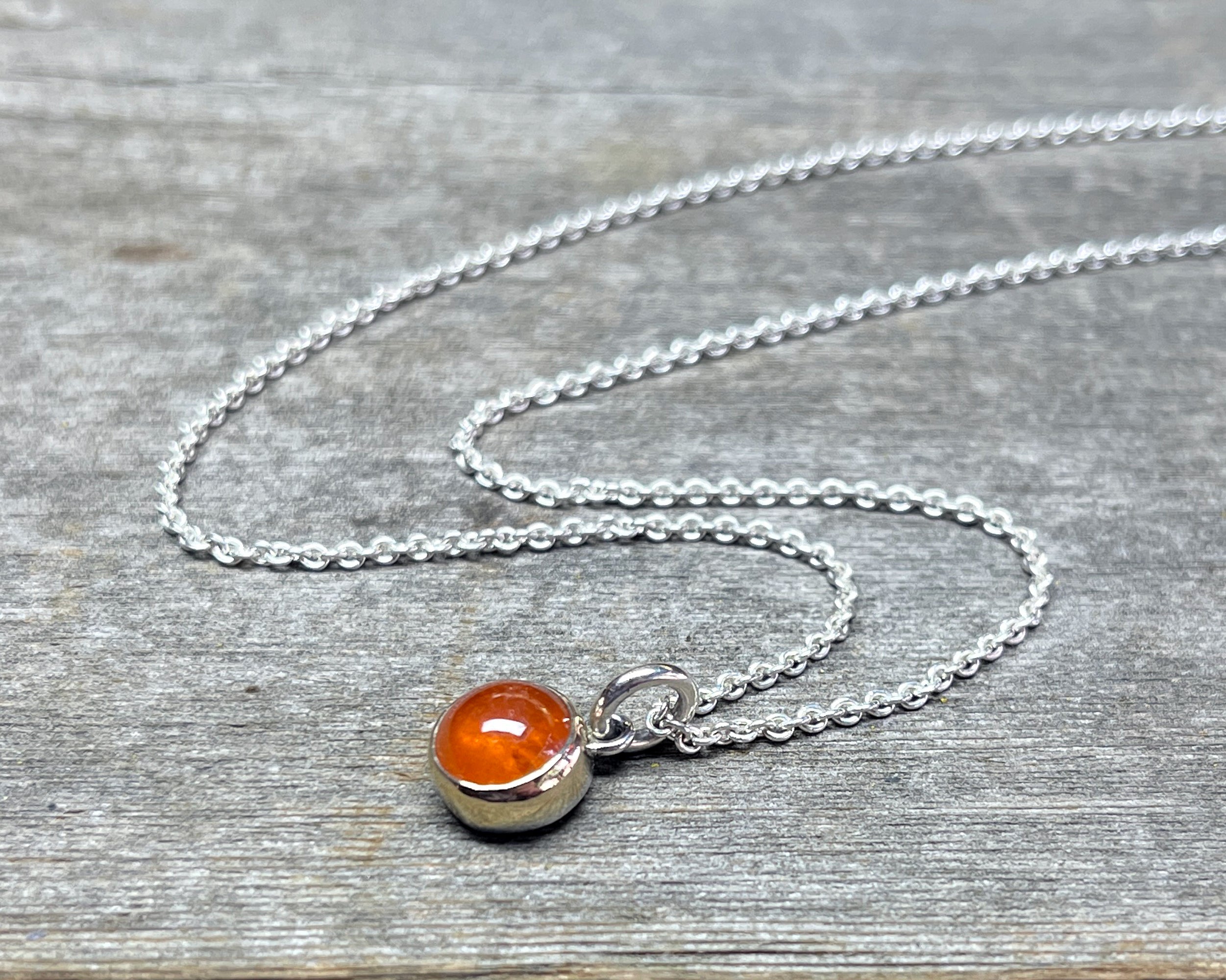 Orange Garnet Necklace in 14k Gold and Sterling Silver, Spessartine Garnet, Mandarin Garnet Gemstone Necklace, Handmade Gift for Her