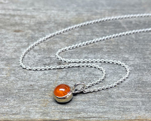 Orange Garnet Necklace in 14k Gold and Sterling Silver, Spessartine Garnet, Mandarin Garnet Gemstone Necklace, Handmade Gift for Her