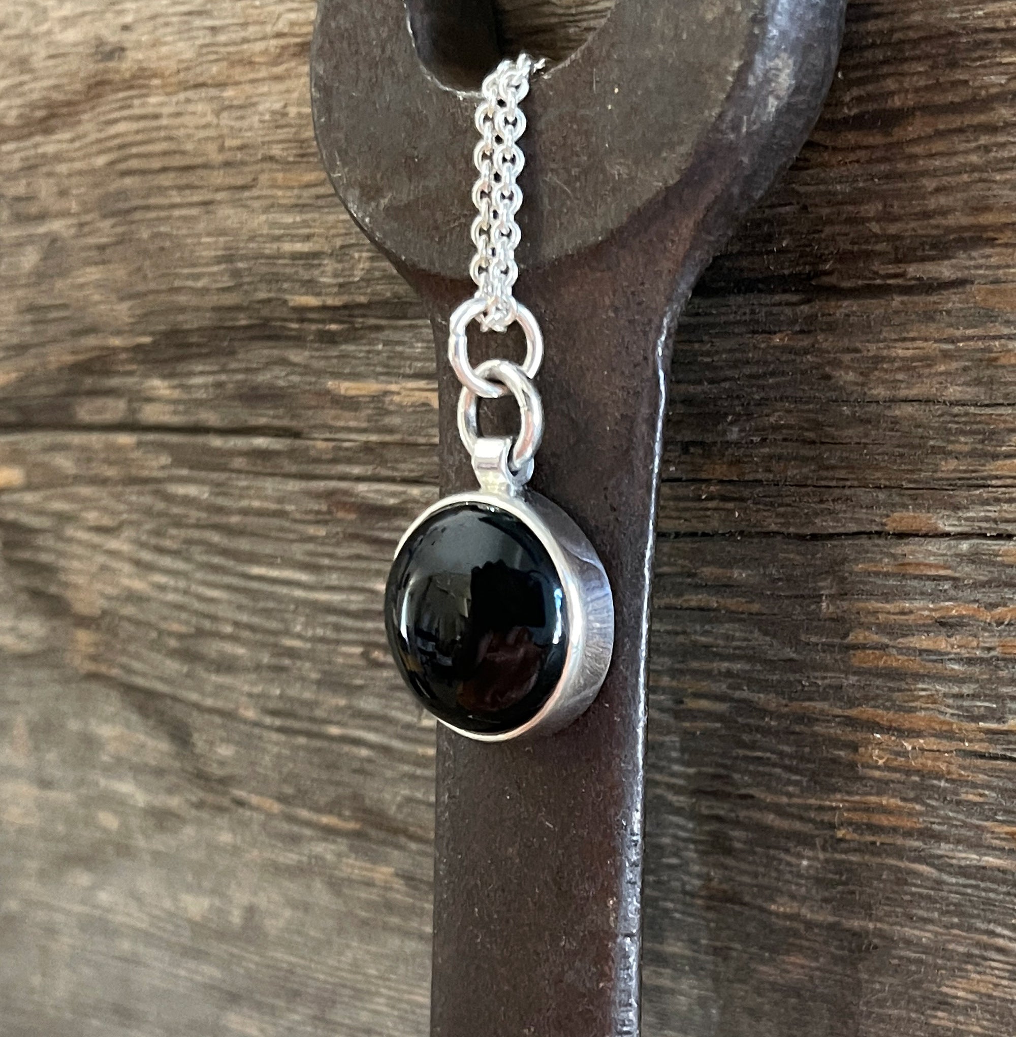 Onyx Necklace in Sterling Silver, Layering Necklace, Black Gemstone Necklace, Round Onyx, Gift for Her, Handmade Necklace