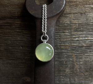 Prehnite Necklace in Sterling Silver, Layering Necklace, Green Gemstone Necklace, Round Prehnite, Gift for Her, Handmade Necklace