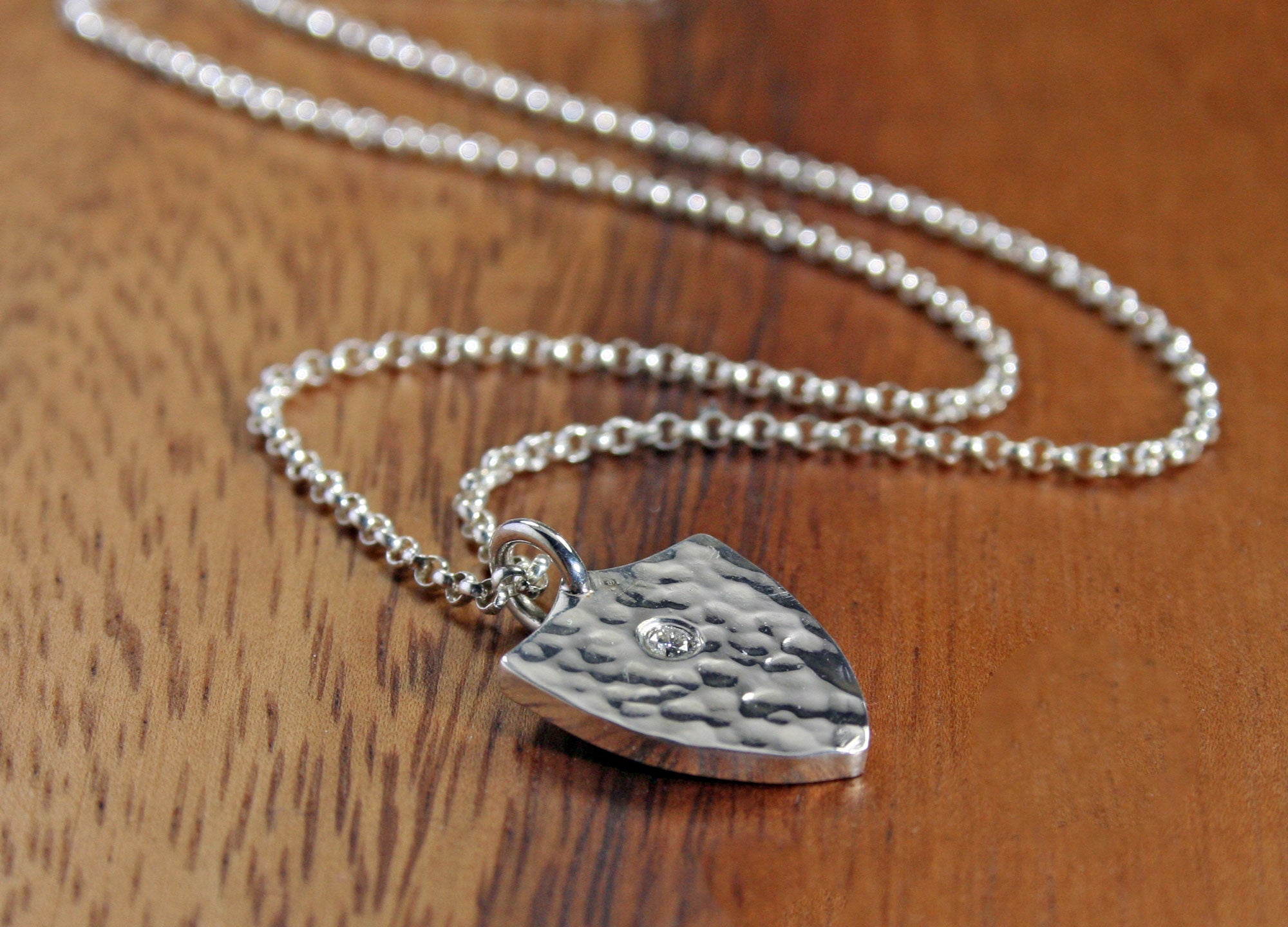 Shield Pendant, 925 Sterling Silver Handmade, Diamond Shield, Warrior Wear, Protection Jewelry, Diamond Necklace, Gift for Men or Women