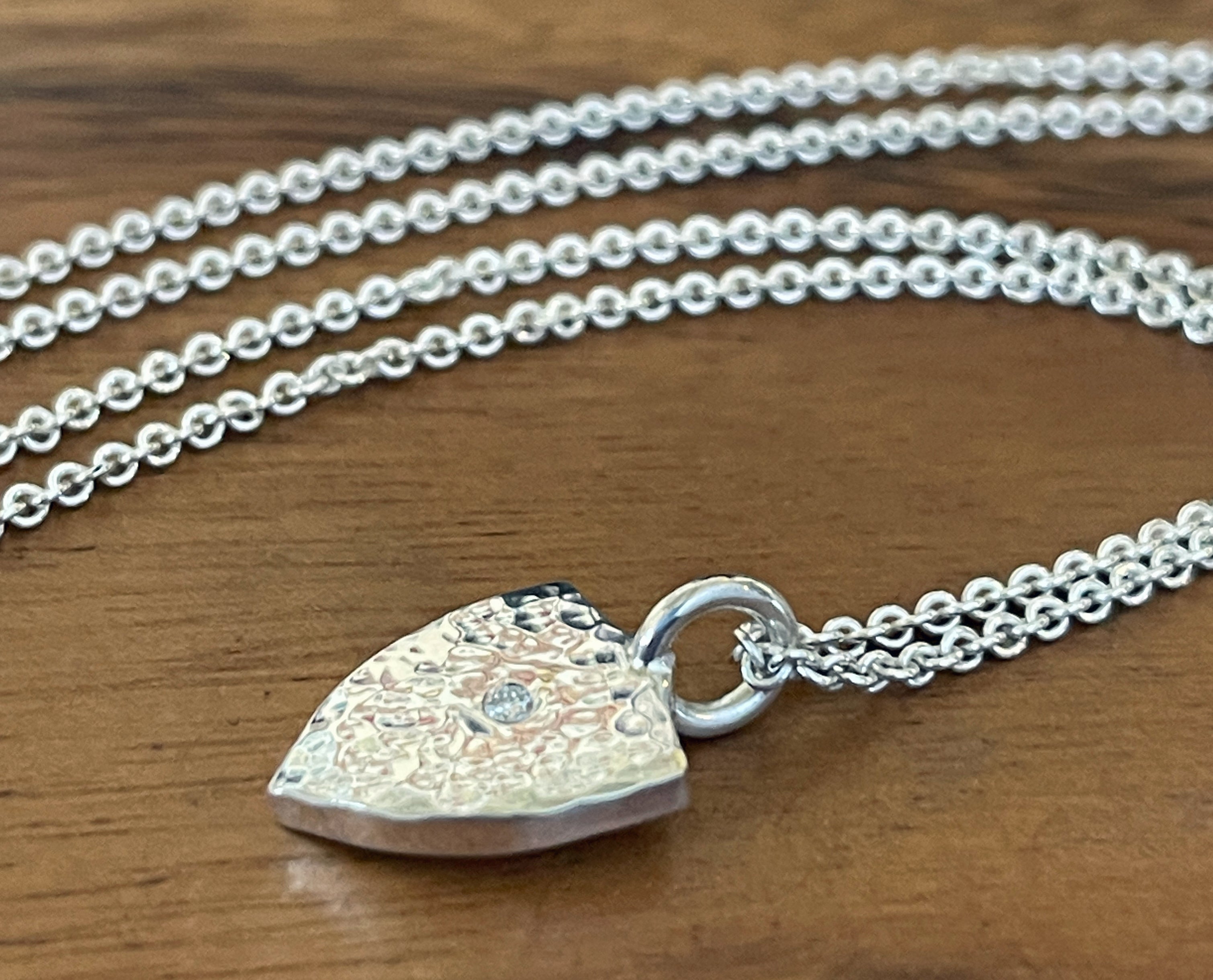 Shield Pendant, 925 Sterling Silver Handmade, Diamond Shield, Warrior Wear, Protection Jewelry, Diamond Necklace, Gift for Men or Women