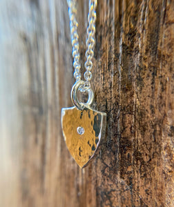 Shield Pendant, 925 Sterling Silver Handmade, Diamond Shield, Warrior Wear, Protection Jewelry, Diamond Necklace, Gift for Men or Women