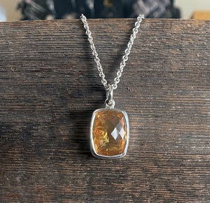 Citrine Necklace, Citrine Pendant on Sterling Silver Chain, Yellow Gemstone Necklace, November Birthstone, Handmade Gift for Her