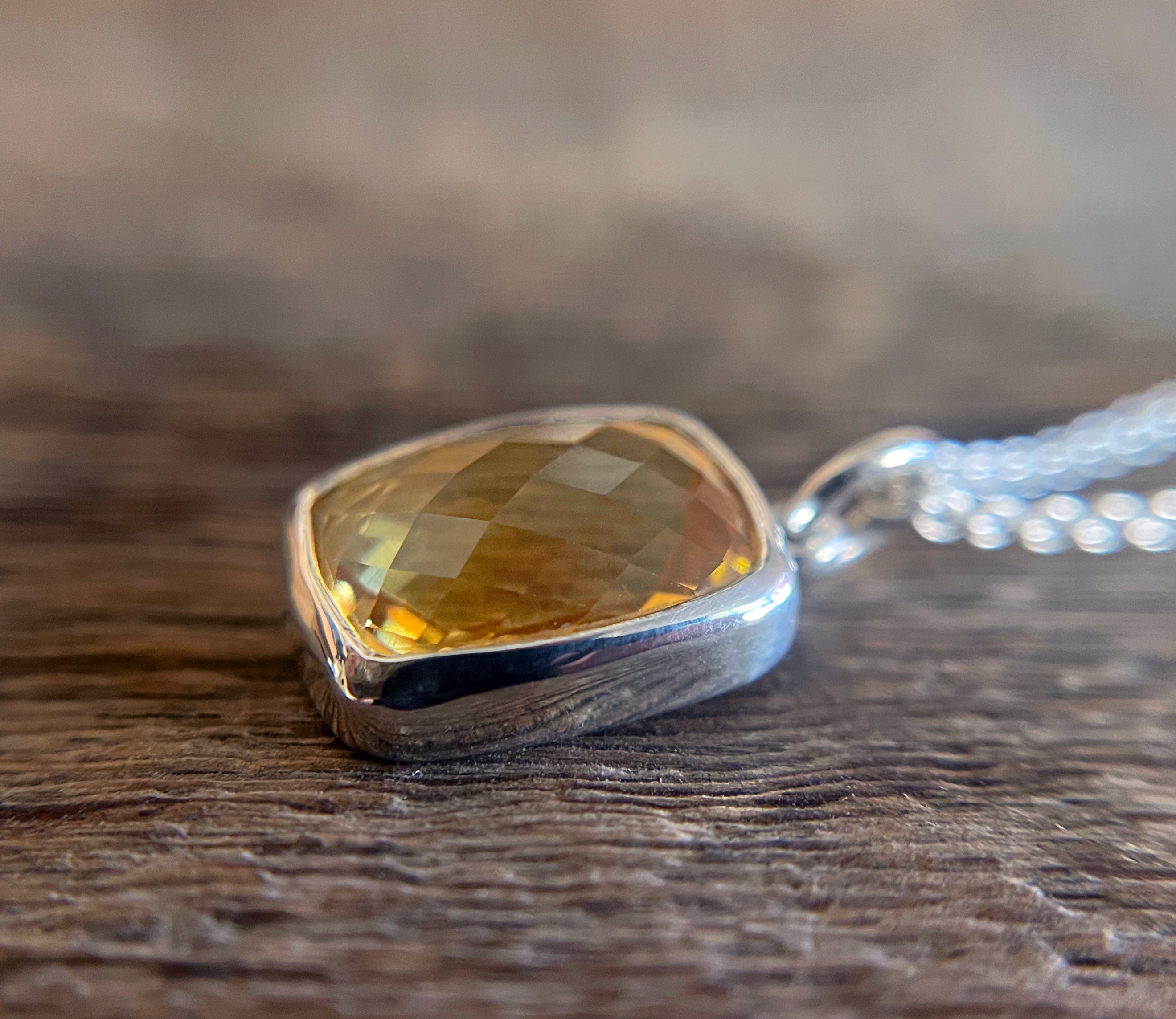 Citrine Necklace, Citrine Pendant on Sterling Silver Chain, Yellow Gemstone Necklace, November Birthstone, Handmade Gift for Her