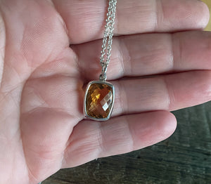 Citrine Necklace, Citrine Pendant on Sterling Silver Chain, Yellow Gemstone Necklace, November Birthstone, Handmade Gift for Her
