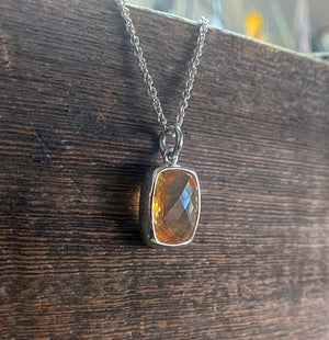 Citrine Necklace, Citrine Pendant on Sterling Silver Chain, Yellow Gemstone Necklace, November Birthstone, Handmade Gift for Her