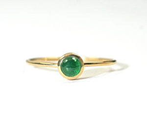 Emerald Ring in Solid 14k Gold, Emerald Stacking Ring, May Birthstone, Natural Emerald Solitaire Ring, Gift for Her, Handmade Gemstone Ring