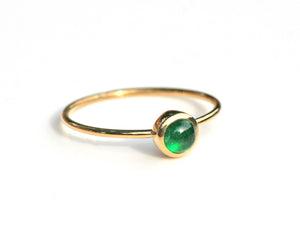 Emerald Ring in Solid 14k Gold, Emerald Stacking Ring, May Birthstone, Natural Emerald Solitaire Ring, Gift for Her, Handmade Gemstone Ring