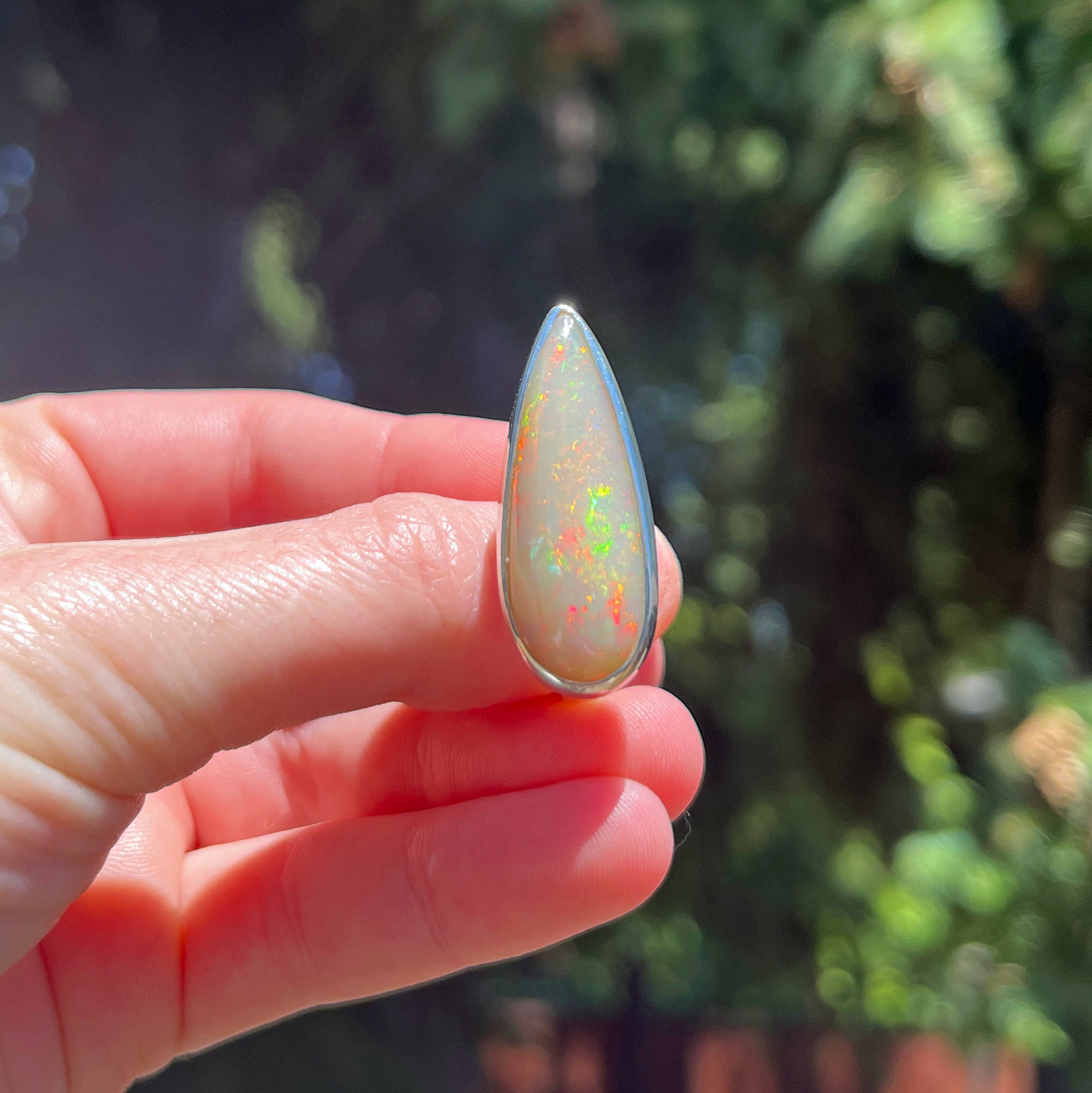 Opal Ring, Large Pear Shaped Ethiopian Opal Cabochon Ring, East West Statement Opal Ring, Handmade Jewelry, Gift for Her, October Birthstone