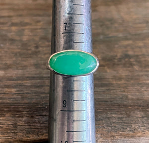 Australian Chrysoprase Ring in Sterling Silver, Natural Chrysoprase Statement Ring, East West Oval Chrysoprase Ring, Handmade Gift for Her