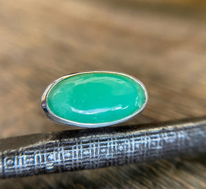 Australian Chrysoprase Ring in Sterling Silver, Natural Chrysoprase Statement Ring, East West Oval Chrysoprase Ring, Handmade Gift for Her
