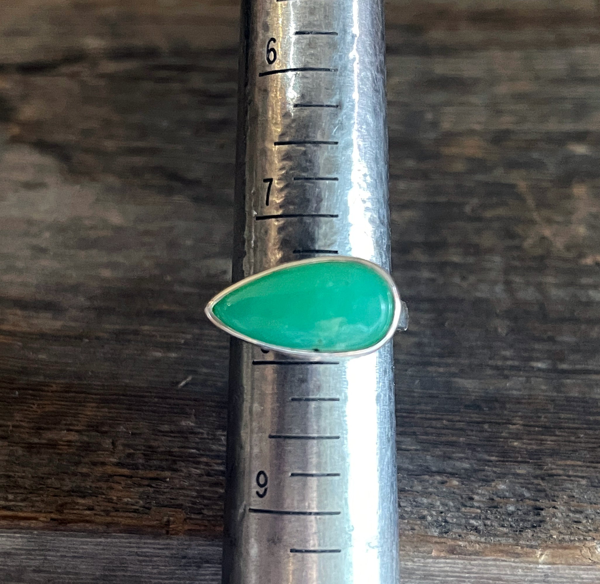 Green Chrysoprase Ring in Sterling Silver, Natural Chrysoprase Statement Ring, East West Pear Chrysoprase Ring, Handmade Mother's Day Gifts