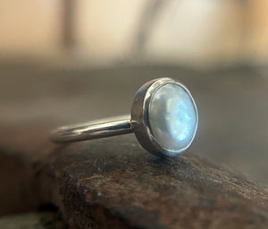Gemstone Stacking Ring Set, Aquamarine Chrysoprase Keishi Pearl Stacking Rings in Sterling Silver, Handmade Colorful Cabochon Bezel Rings