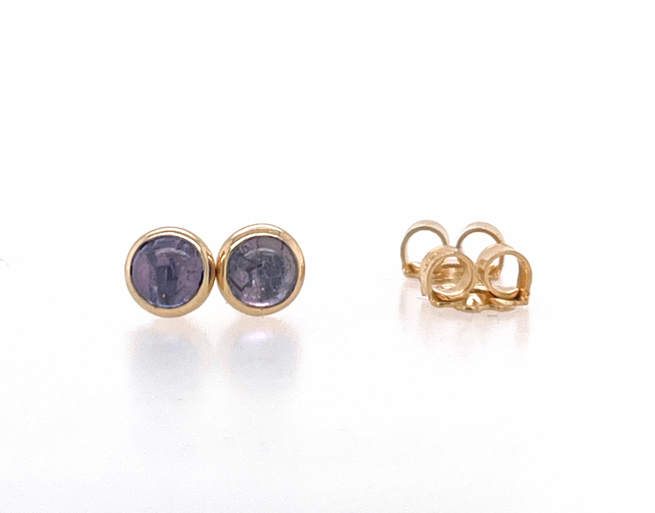 Tanzanite Earrings, Solid 14k Gold Earrings, Tanzanite Gold Bezel Stud Earrings, Minimalist Earrings, Small Stud Earrings