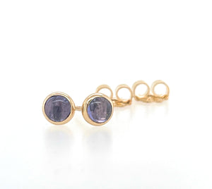 Tanzanite Earrings, Solid 14k Gold Earrings, Tanzanite Gold Bezel Stud Earrings, Minimalist Earrings, Small Stud Earrings