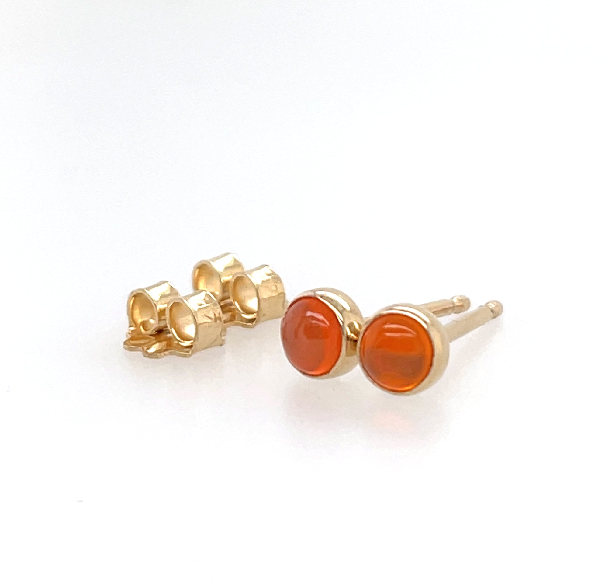 Carnelian Stud Earrings, 14k Gold Earrings, Gold Stud Earrings, Tiny Stud Earrings