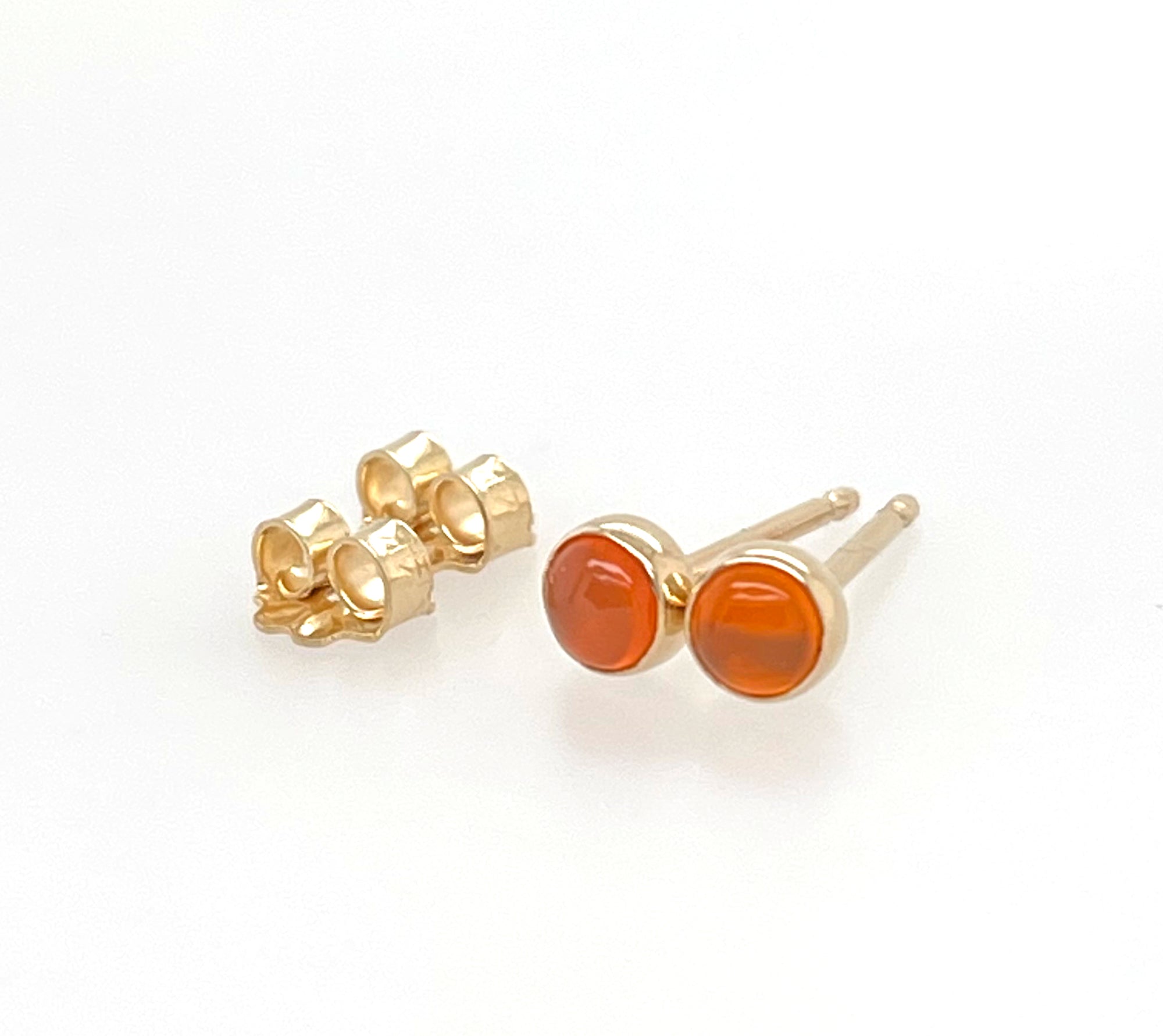 Carnelian Stud Earrings, 14k Gold Earrings, Gold Stud Earrings, Tiny Stud Earrings