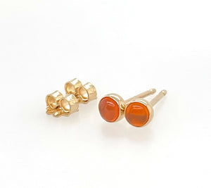 Carnelian Stud Earrings, 14k Gold Earrings, Gold Stud Earrings, Tiny Stud Earrings