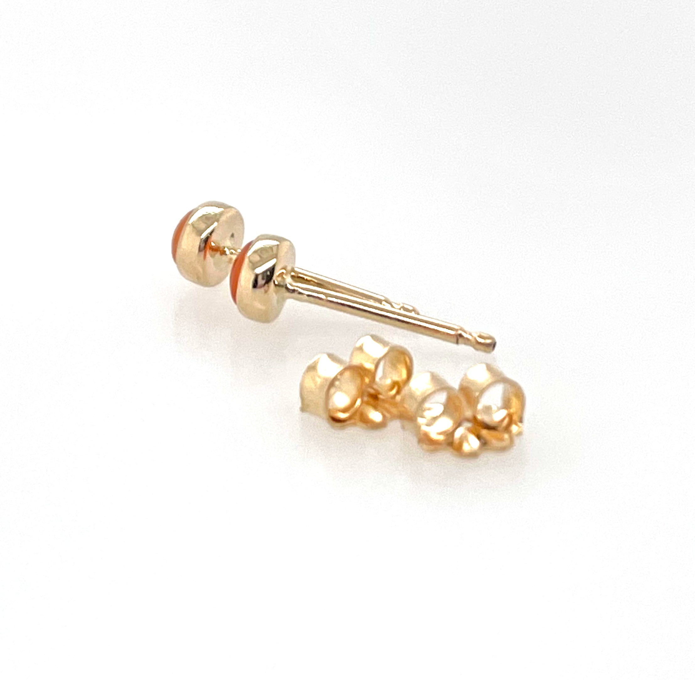 Carnelian Stud Earrings, 14k Gold Earrings, Gold Stud Earrings, Tiny Stud Earrings