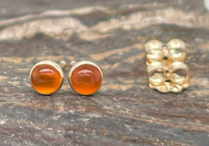 Carnelian Stud Earrings, 14k Gold Earrings, Gold Stud Earrings, Tiny Stud Earrings